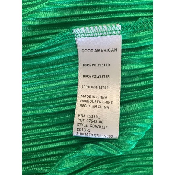 Good American Always Fits Green Plisse Slip Dress size 3-4 Midi pleat MSRP $140 - Picture 10 of 11